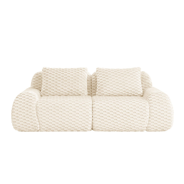 English Elm 82" Modular Sectional Sofa Flannelette Upholstery Deep Seat No Assembly Living Room Cream W714P377086