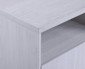English Elm Ambrogio 70 Inch Electric Fireplace Tv Stand with Led Shelves and Cabinet Storage White+Walnut B2749P413267