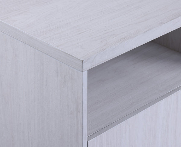 English Elm Ambrogio 70 Inch Electric Fireplace Tv Stand with Led Shelves and Cabinet Storage White+Walnut B2749P413267