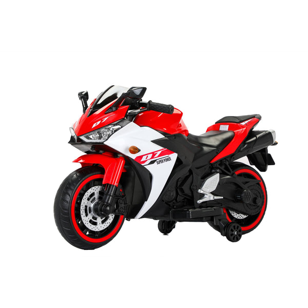 English Elm Electric Ride on Motorcycle for Kids with Light up Wheels Bluetooth and Twist Throttle Red W1760P177900