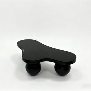 English Elm 46 Inch Cloud Shaped Coffee Table with Ash Veneer Top and Sculptural Sphere Legs Black W3935S00006