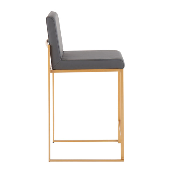 English Elm Contemporary High Back Upholstered Counter Stools with Steel Frame for Kitchen Island Grey B202P221944