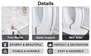 English Elm Modern Glossy White Rectangular Counter Bar Table 47.24"x18.11"x29.52" — Durable MDF, Easy Assembly, Multiuse Decor W1151S00487