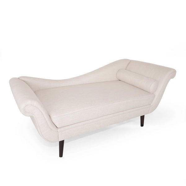 English Elm Chaise Lounge Velvet Upholstered with Birch Legs Elegant Salon Style Living Room Accent 69103.00FBGE