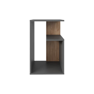 English Elm Side Table Sallis – Modern Gray & Macadamia Accent Table With Open Shelf For Living Spaces B092P309183-GIGA