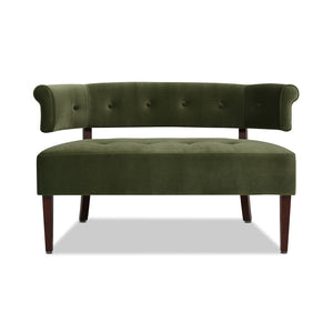 English Elm Jennifer Taylor Home - Jared Mid-Century Roll Arm Tufted Bench Settee with Kiln-Dried Frame and Plush High-Density Foam Olive Green B2719P238285