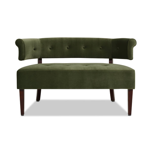 English Elm Jennifer Taylor Home - Jared Mid-Century Roll Arm Tufted Bench Settee with Kiln-Dried Frame and Plush High-Density Foam Olive Green B2719P238285