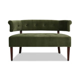 English Elm Jared Roll Arm Tufted Bench Settee, Olive Green Performance Velvet