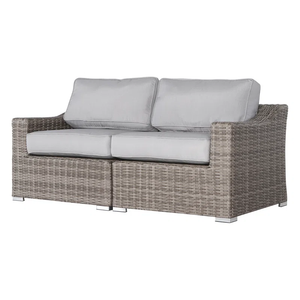 English Elm Chic 66" Wide Fully Assembled Outdoor Wicker Loveseat with Plush Olefin Cushions, Weather-Resistant Modern Seating B120S00026