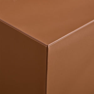 English Elm Modern Saddle Leather Upholstered Side Table Compact Mdf Frame for Living Room Brown W2085P400868