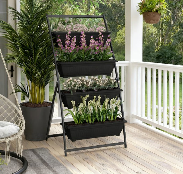 English Elm Outdoor Four Tier Vertical Garden Planter Steel Frame Raised Bed for Patio Balcony T3971P422047