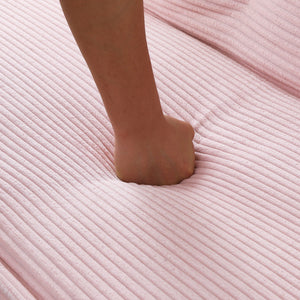 English Elm This 66-inch corduroy sofa bed with button-back design, sturdy wood frame, comfy sponge cushions, 500lb capacity Pink W3371P311451