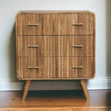 English Elm Solid Wood T-Bar Ridged Chest