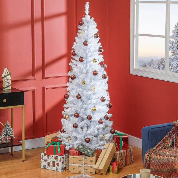 English Elm Homcom 6Ft Slim Douglas Fir Christmas Tree - Unlit, Realistic Branches, Perfect For Small Spaces & Decor W2225P249648