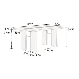 English Elm Contemporary Rectangular Dining Table Set 7pc with 18" Expandable Leaf, Faux Leather Chairs, Warm Finish Espresso+White 40 L x 22 W x 18 H B011S01098