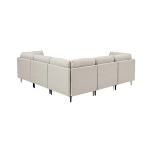 English Elm Linen Upholstered Modular Sectional Sofa with Tall Black Metal Legs for Living Room Almond B2748S00101