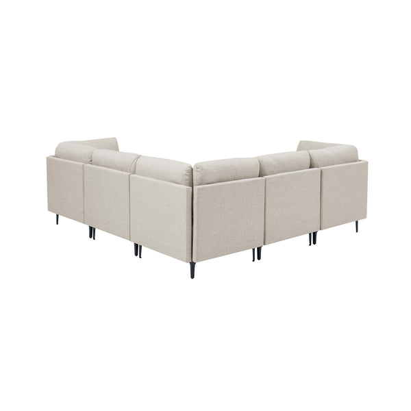 English Elm Linen Upholstered Modular Sectional Sofa with Tall Black Metal Legs for Living Room Almond B2748S00101
