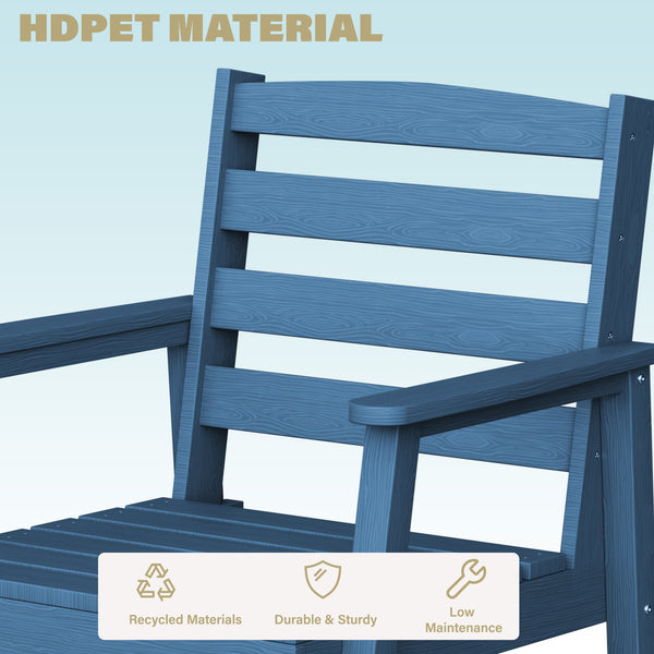 English Elm Single imitation wood grain outdoor dining chair with armrests, waterproof, UV-resistant comfort and durable support Dark Blue T3898P371329