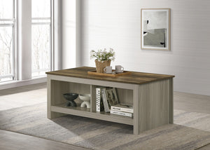 English Elm Nilda Two-tone Oak Coffee Table with Walnut Top and Dual Open Storage Shelves B2749P413254