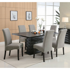 English Elm Wendell Contemporary 7-Piece Dining Set with Stone-Style Pedestal Table & Grey Parson Chairs, Luxe Comfort B062S00811