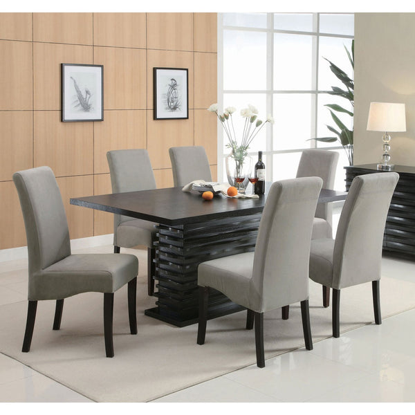 English Elm Wendell Contemporary 7-Piece Dining Set with Stone-Style Pedestal Table & Grey Parson Chairs, Luxe Comfort B062S00811