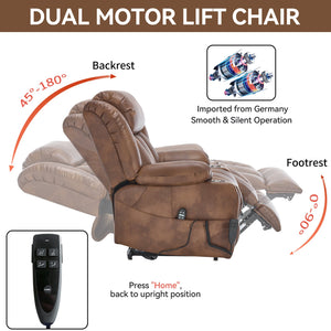 English Elm Dual Motor Power Lift Recliner with Massage Heat and Leatherair Upholstery for Living Room W3224P290208