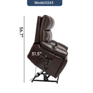 English Elm Brown Leatheraire Power Lift Recliner Dual Motor Massage Heat Heavy Duty 350lb W1803P340308