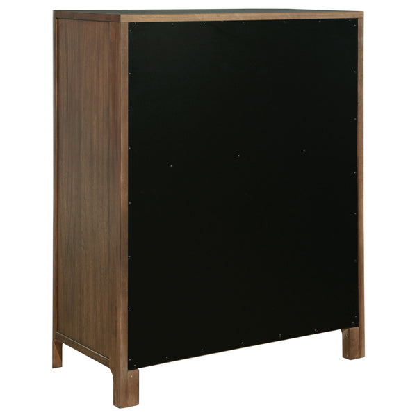 English Elm Verona Five Drawer Walnut Veneer Chest with Cedar Lined Storage for Modern Bedrooms B062P447805