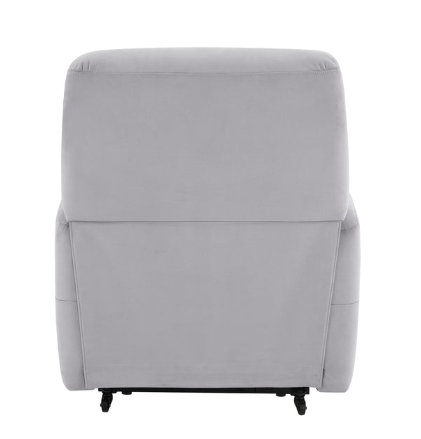 English Elm Freddie Gray Faux Leather Power Lift Recliner Gray with 2 Motors, 180° Lay-Flat, Remote Control B2726P404905