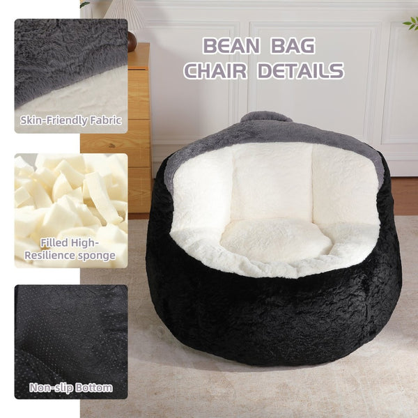 English Elm Oversized Faux Fur Bean Bag Chair - Multicolor Lounger Sofa For Cozy Living Room Relaxation! W3723P375716-GIGA