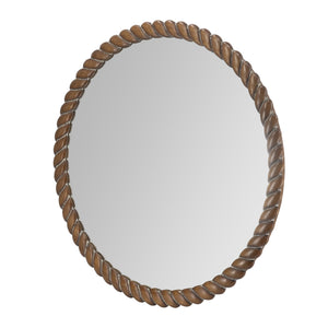 English Elm 28.3x28.3" Round Pine Wood Wall Mirror Textured Frame Organic Entryway Decor W2078P445371