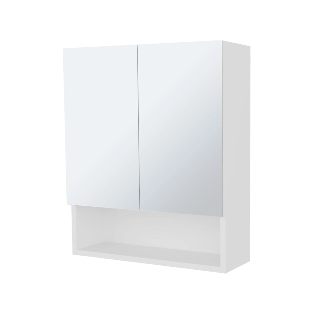 English Elm White Mirrored Medicine Cabinet with Open Shelves, 3-Tier White Storage Wall Cabinet for Bath (23.3"x5.9"x19.7") B062P290240