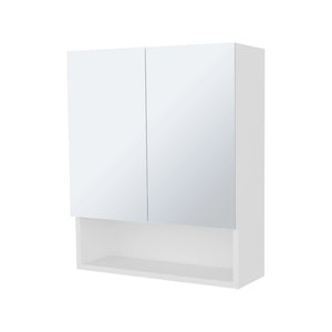 English Elm White Mirrored Medicine Cabinet with Open Shelves, 3-Tier White Storage Wall Cabinet for Bath (23.3"x5.9"x19.7") B062P290240