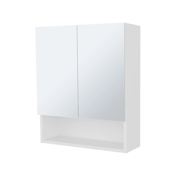 English Elm White Mirrored Medicine Cabinet with Open Shelves, 3-Tier White Storage Wall Cabinet for Bath (23.3"x5.9"x19.7") B062P290240