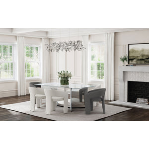 English Elm Cedral Cream Bouclé Dining Arm Chairs - Set of 2, Three-Leg Modern Design, Plush Rounded Back Comfort B062P299825