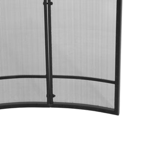 English Elm Regina Curved Iron Fireplace Screen with Welded Grid for Modern Minimalist Interiors Black N775P386929B