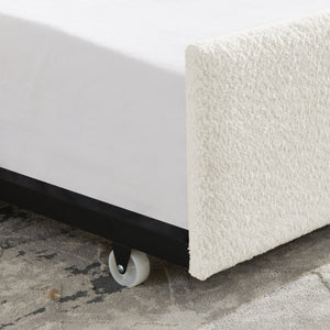 English Elm Daybed With Trundle – Elegant Tufted Full Size Sofa Bed In Beige Boucle, Perfect For Guests & Relaxing W1413S00093