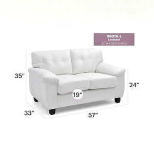 English Elm Contemporary White PU Loveseat 2-Seater 35"H x 57"W x 33"D | Padded Arms, Easy Assembly, Modern Elegance B078S00121