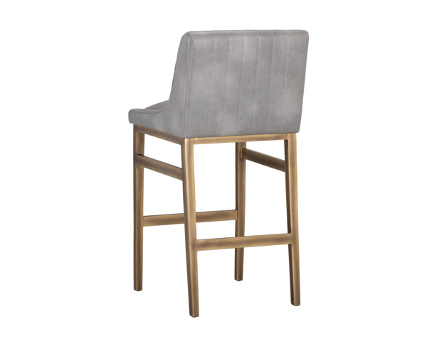 Sunpan Halden Urban Bar Stool with Bold Channel Tufting and Rustic Bronze Steel Frame for Stylish Spaces Bravo Metal