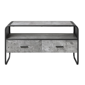 English Elm Concrete Grey And Black 2-Drawer Tv Stand – Modern Design With Ample Storage For Any Room B062P186514