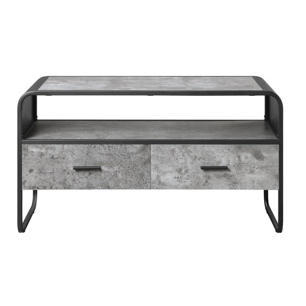 English Elm Concrete Grey And Black 2-Drawer Tv Stand – Modern Design With Ample Storage For Any Room B062P186514