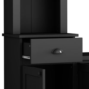 English Elm Minimalist Modular Wall Unit Four Piece Entertainment System Fits Tvs up to 75 Inches Black SD000031AAB