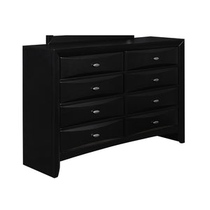 English Elm LUCILLE Solid Wood 5PC Full Bedroom Set with Bookcase Headboard, 6 Storage Drawers, Slatted Base Black 77.87 L x 24.09 W x 5.75 H B201S00265