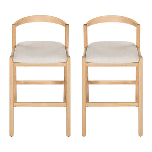 English Elm Christopher Knight Home® - Balmain Rubberwood Barstool with Ergonomic Back and Plush Cushion, Modern Smooth-Line Design Set of 2 Beige,Natural N775P318294N