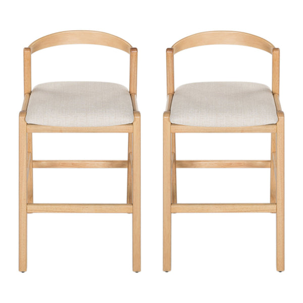 English Elm Christopher Knight Home® - Balmain Rubberwood Barstool with Ergonomic Back and Plush Cushion, Modern Smooth-Line Design Set of 2 Beige,Natural N775P318294N