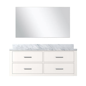 English Elm White Single Bath Vanity 48" W x 22" D with Carrara Marble Top, Soft-Close Drawers & 43" Mirror B2731S01440