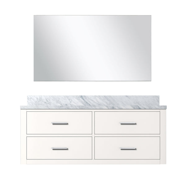 English Elm White Single Bath Vanity 48" W x 22" D with Carrara Marble Top, Soft-Close Drawers & 43" Mirror B2731S01440