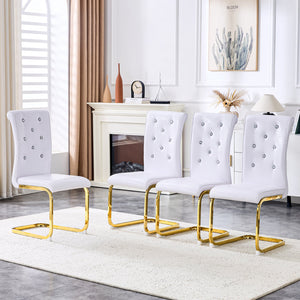 English Elm Set of 2 Glam Faux Alligator Pvc Dining Chairs with Crystal Buckle Bow Legs White W3875P371056