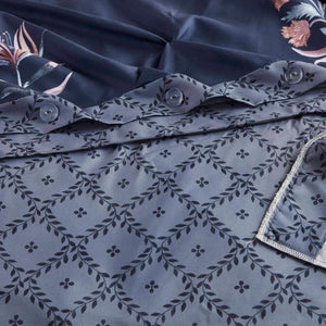 English Elm King/Cal King Floral Pintuck Duvet Cover Set – Navy Microfiber, Modern Farmhouse Elegance, Button Closure & Inner Ties B035P217808