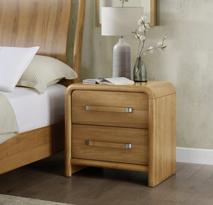 English Elm 2-drawer Hardwood Nightstand with Usb Charging Scandinavian Warm Oak Finish Bedroom B2709P453737